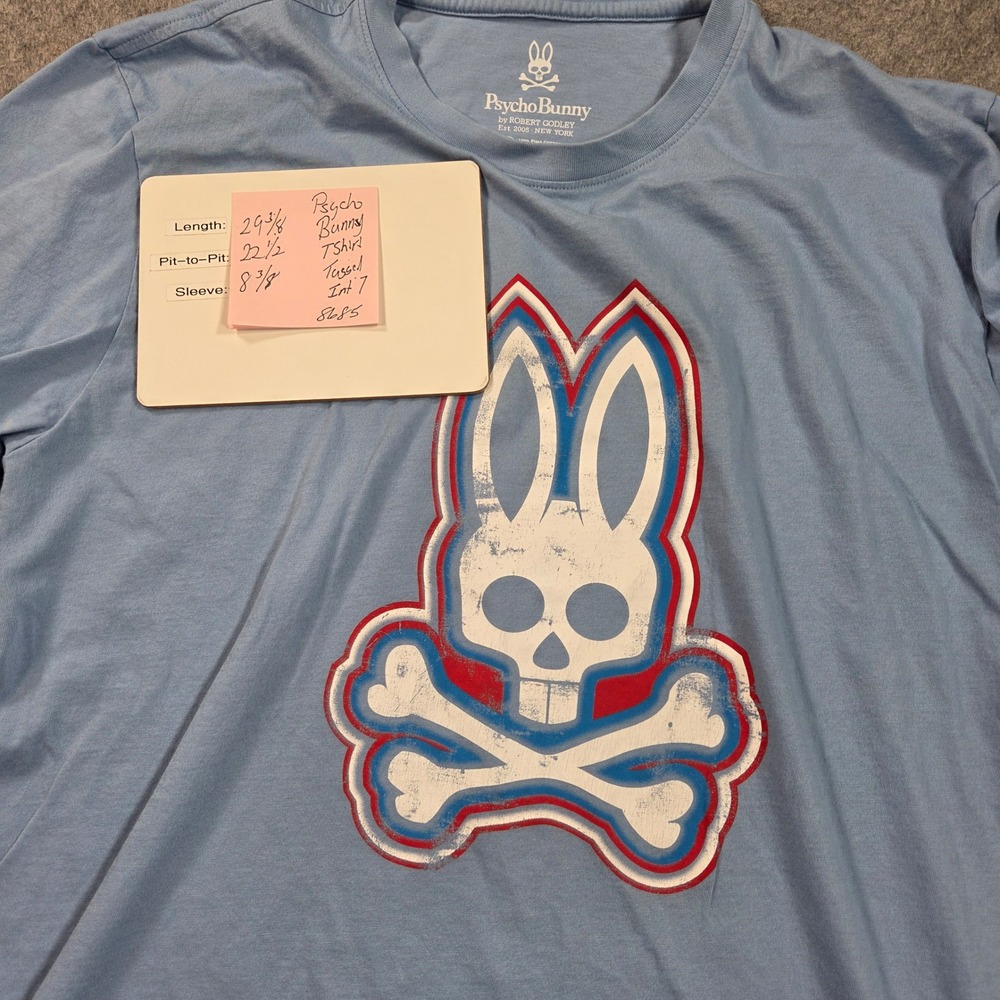 Psycho Bunny Graphic T-Shirt Mens Size 7 XL Blue Pima Cotton Logo Tee - Picture 4 of 12